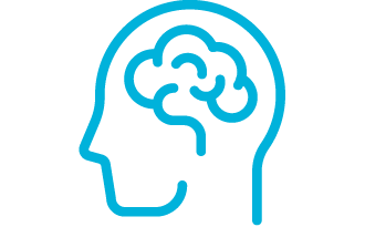 Icon of human brain in a head silhouette 