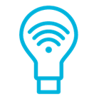 Icon of a lightbulb with wifi icon inside 
