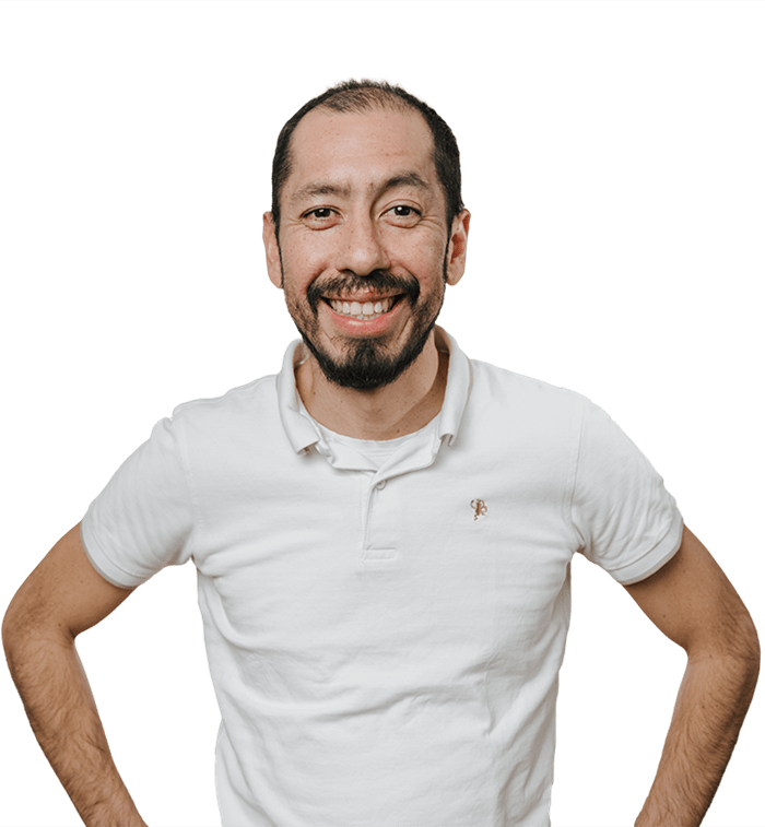 Portrait of Isael in a white polo shirt