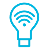 Icon of a lightbulb with wifi icon inside 
