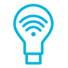 Icon of a lightbulb with wifi icon inside 