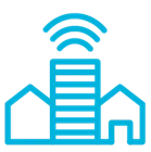 Icon of a city with a wifi signal over
