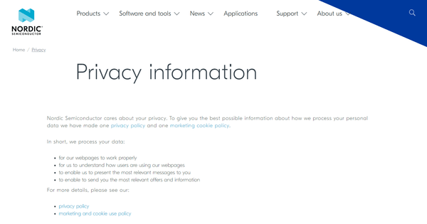 Privacy information screenshot for OG