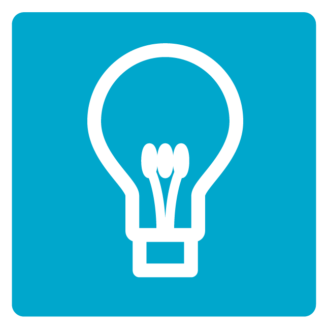 White lightbulb icon on blue background