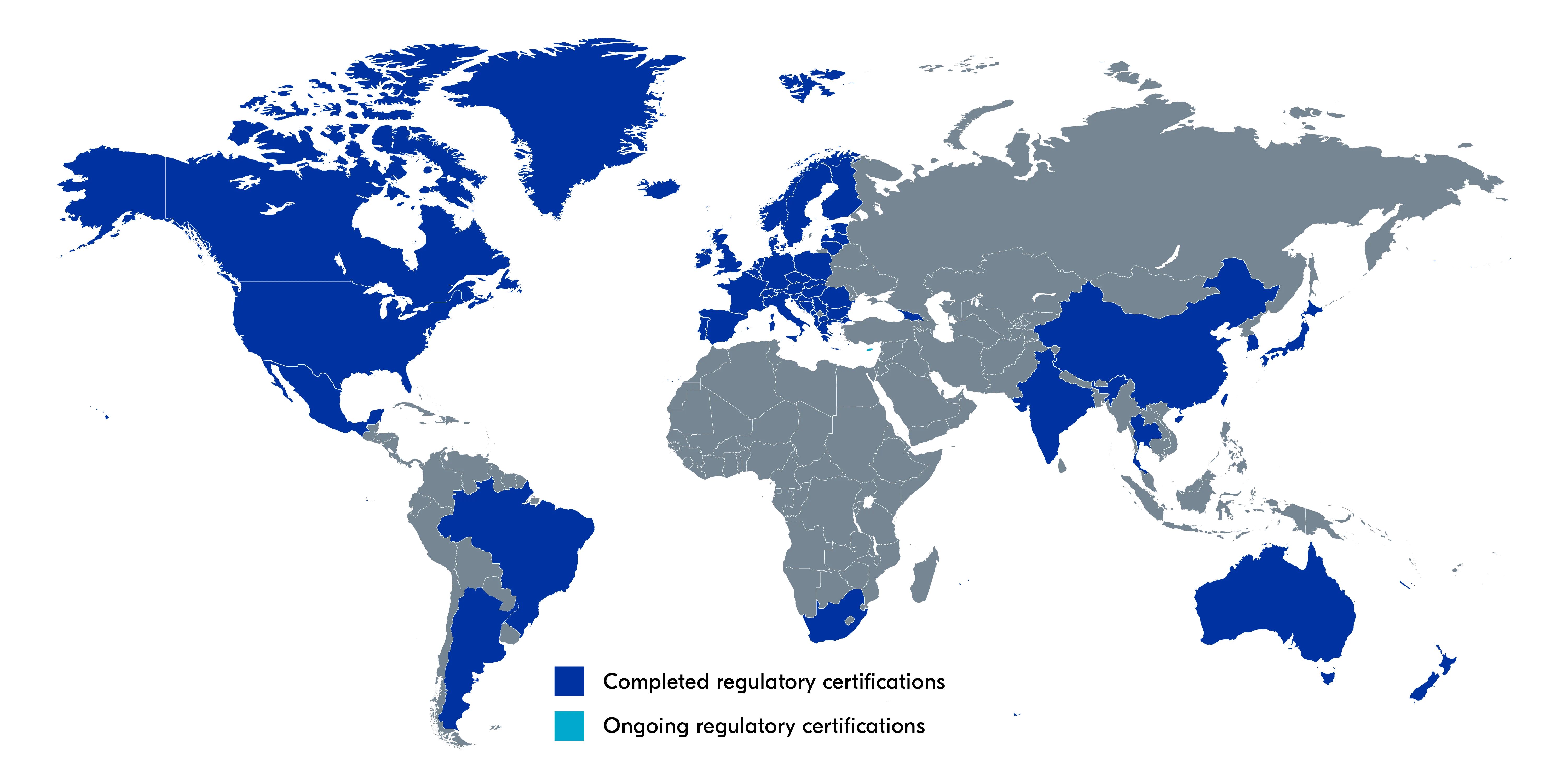 nRF9160 Rev 2 regulatory certification map