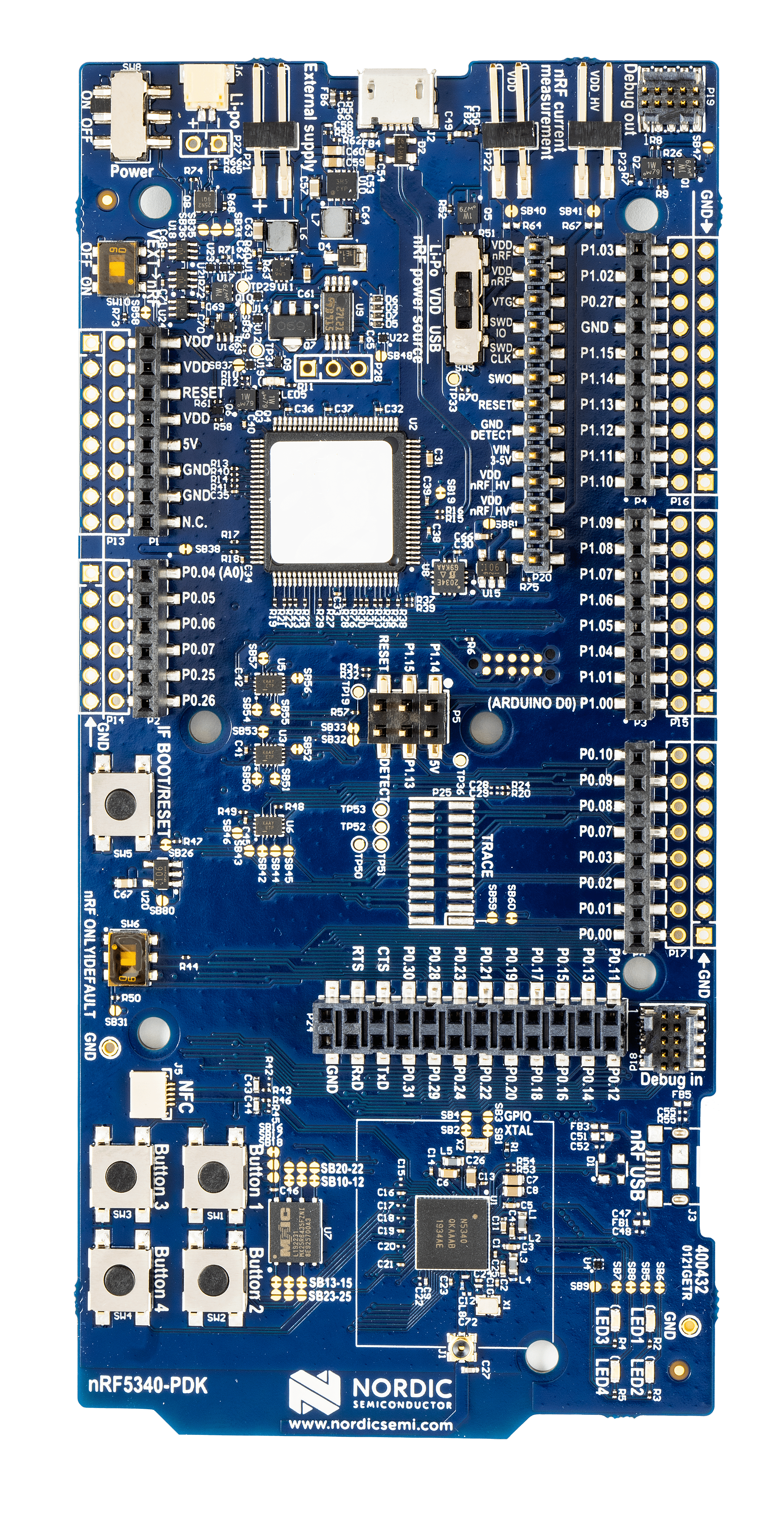 nRF5340 Preview Development Kit - top view
