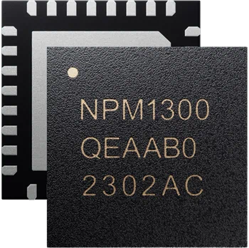 Front of an IC saying NPM1300, QEAAB0, 2302AC, with back showing QFN pads